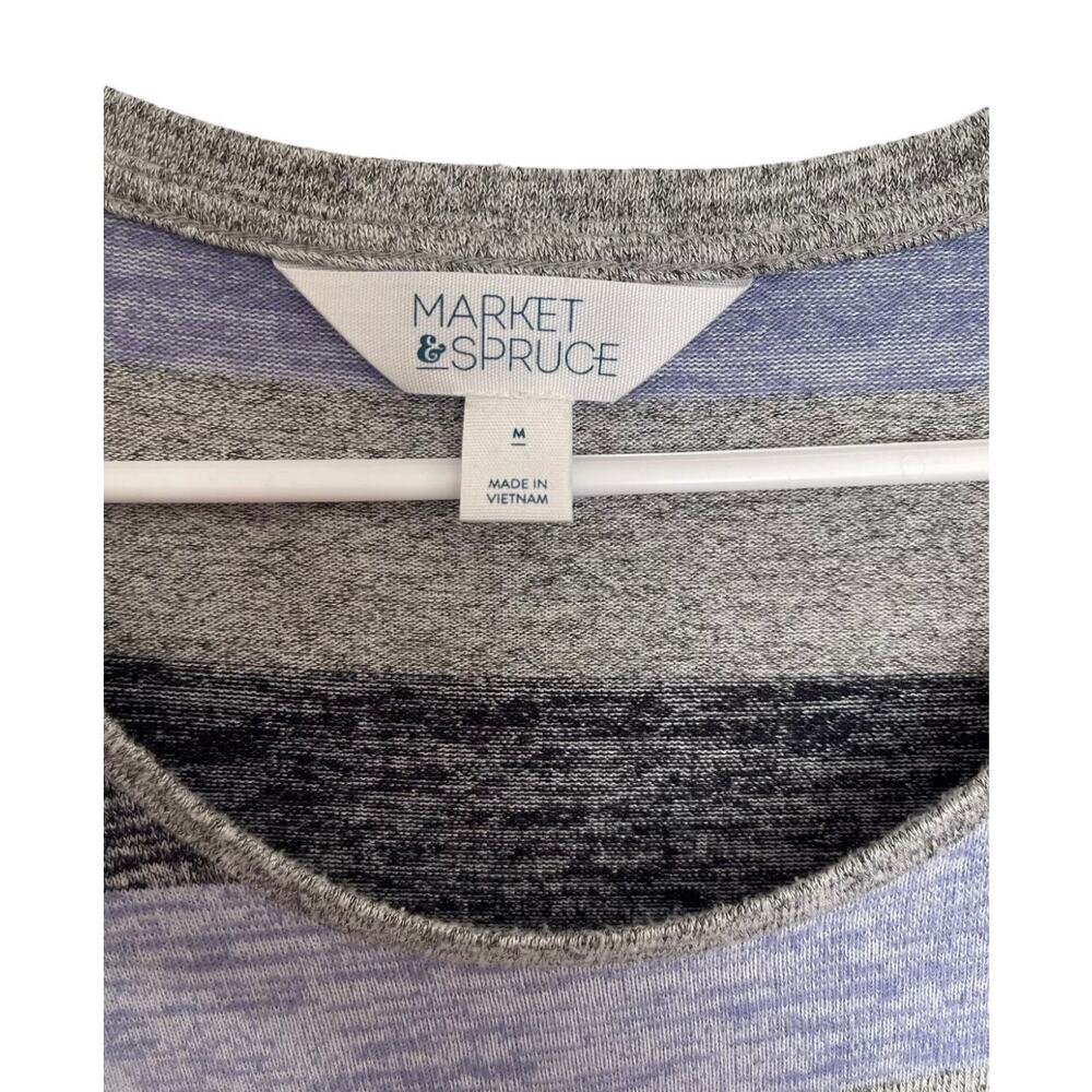 Market & Spruce Vreelan Pocket Stripe Long Sleeve Top Asymmetrical Size Medium - Picture 11 of 12